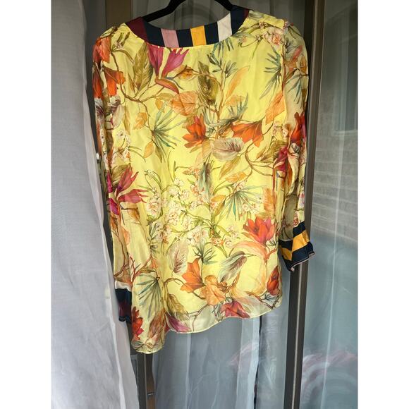 Yellow Floral Silk Top from Lola Italy, Size L - Picture 6 of 6